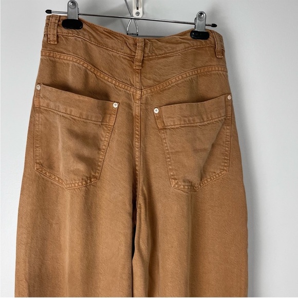 FREE PEOPLE NWT Old West Slouchy Jeans Wide Leg Raw Hem Pleated Tumbleweed Pants - Picture 5 of 9